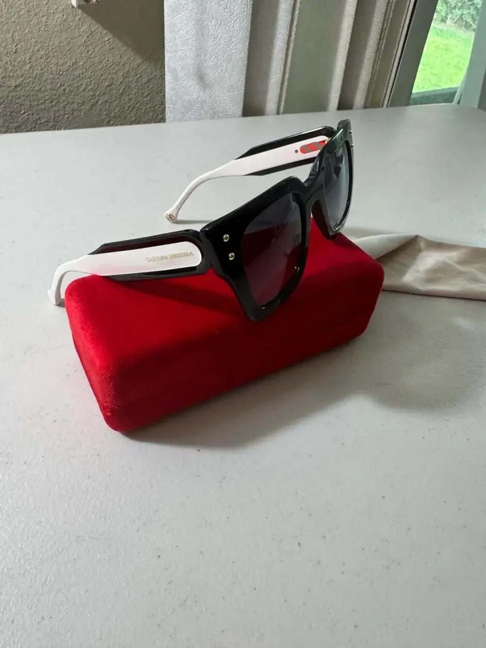 Carolina Herrera HER 0255 Oversized Square Sunglasses Black White